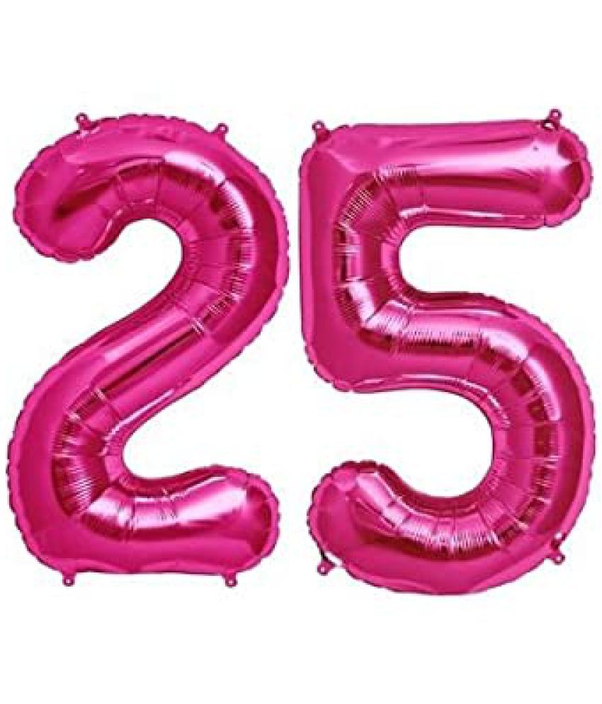     			Lalantopparties Number foil balloon 16 inch 25 number For party decoration, birthday, anniversary, wedding, valentine, baby decoration, bachelorette, bachelors, christmas decoration, Pink (Pack of 1)
