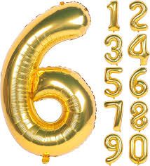     			Lalantopparties Number foil balloon 32 inch 6 number For party decoration, birthday, anniversary, wedding, valentine, baby decoration, bachelorette, bachelors, christmas decoration, Gold (Pack of 1)
