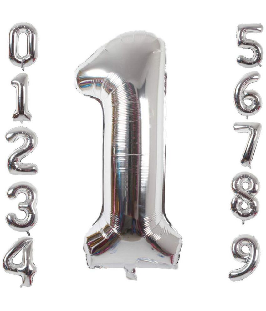     			Lalantopparties Number foil balloon 40 inch 1 number For party decoration, birthday, anniversary, wedding, valentine, baby decoration, bachelorette, bachelors, christmas decoration, Silver (Pack of 1)