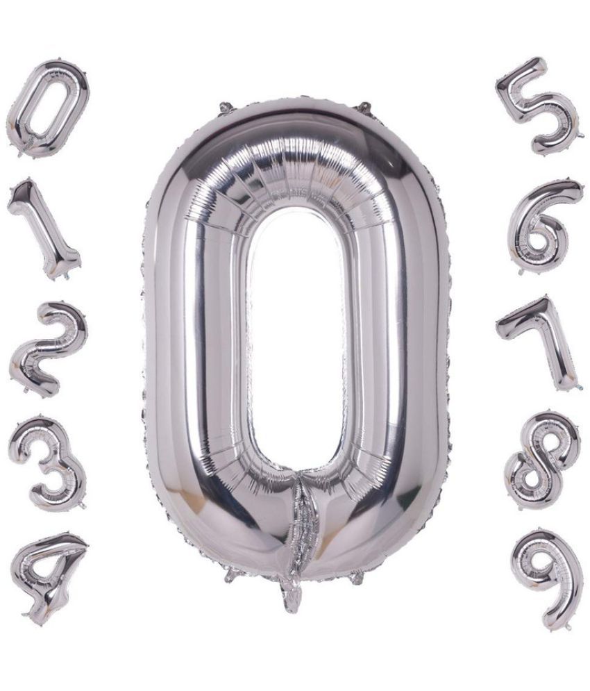     			Lalantopparties Number foil balloon 40 inch 0 number For party decoration, birthday, anniversary, wedding, valentine, baby decoration, bachelorette, bachelors, christmas decoration, Silver (Pack of 1)