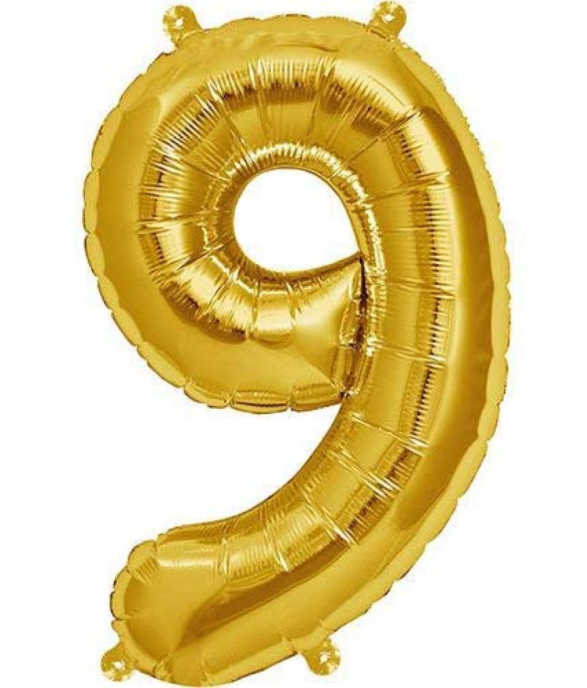     			Lalantopparties Number foil balloon 40 inch 9 number For party decoration, birthday, anniversary, wedding, valentine, baby decoration, bachelorette, bachelors, christmas decoration, Gold (Pack of 1)