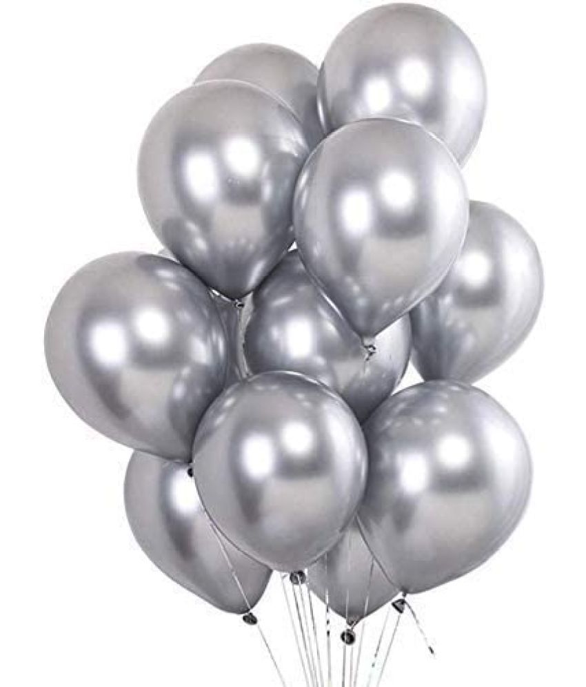     			Lalantopparties Silver Metallic Chrome Balloons, 12 Inch Balloon For Birthday, Wedding, Bachelorette Party, Bridal Shower, Anniversary Party Decorations party supplies Pack of 50