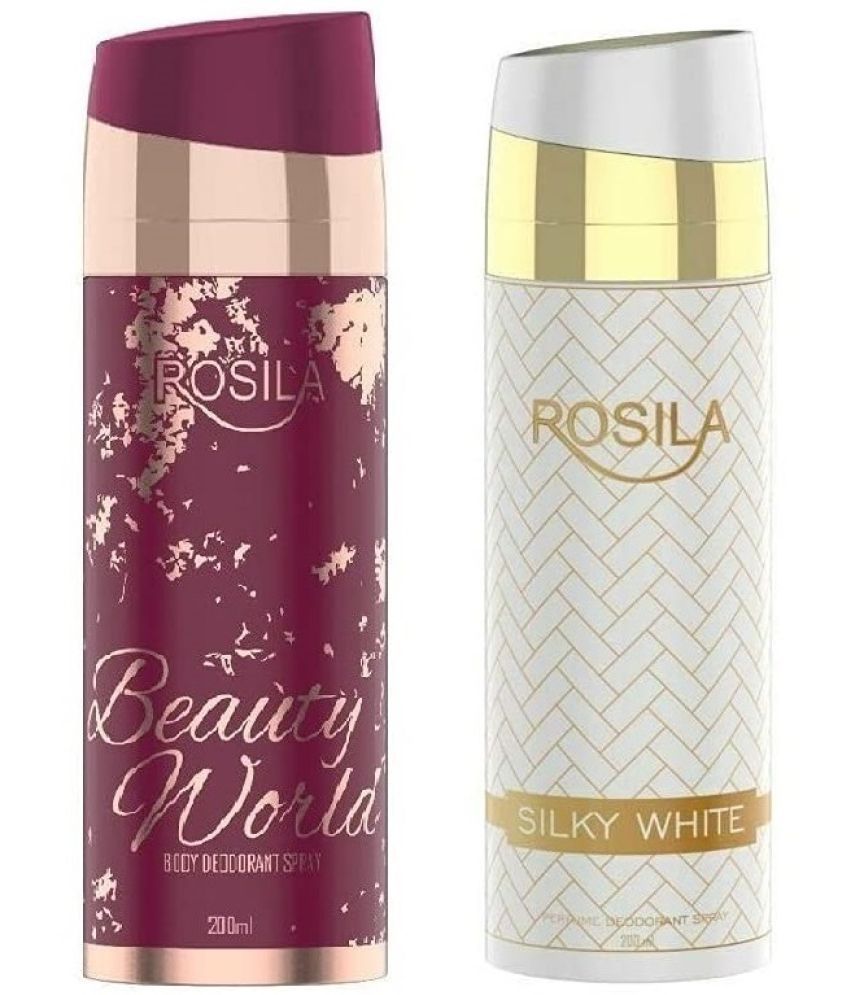     			ROSILA - 1 SILKY WHITE 1 BEAUTY WORLD DEODORANT Deodorant Spray for Women,Men 400 ml ( Pack of 2 )