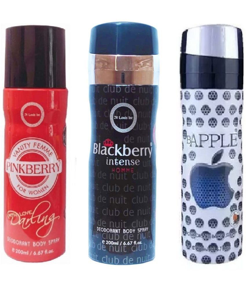     			St Louis - BLACKBERRY INTENSE ,PINK BERRY,BAPPLE Deodorant Spray for Men,Women 600 ml ( Pack of 3 )