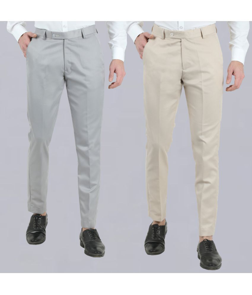     			VEI SASTRE Multicolored Slim Formal Trouser ( Pack of 2 )