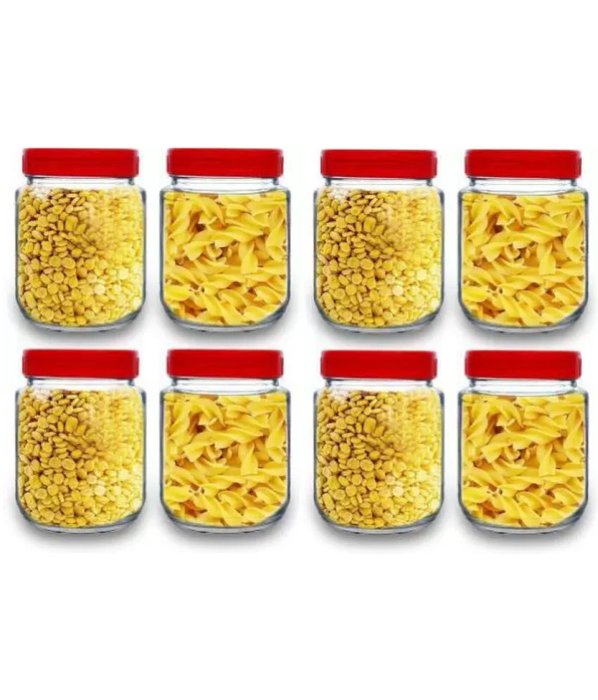     			skwaion - Red Glass Spice Container ( Set of 8 ) - 750 ml