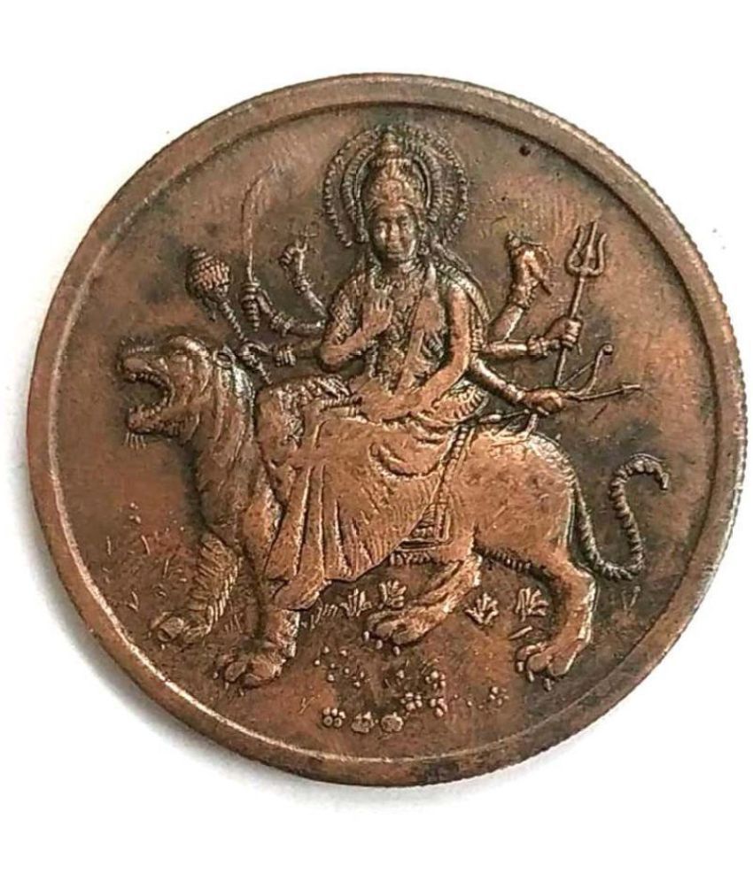     			East India Company - Rare Durga Maa Temple Token Coin 1818 1 Antique Figurines