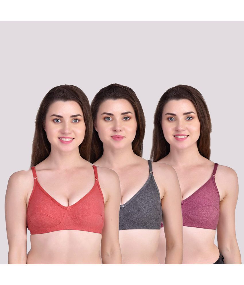     			Kiran Enterprises - Multicolor Cotton Non Padded Women's Everyday Bra ( Pack of 3 )
