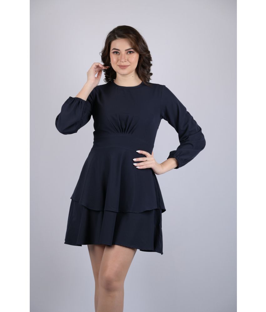     			OWO THE LABEL - Navy Blue Lycra Women's Fit & Flare Dress ( Pack of 1 )