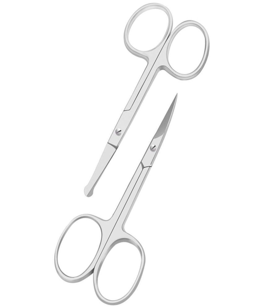     			PACK OF 2 Twisted and Rounded Portable Scissors School Home Office Art Supplies Accessories Facial Hair Scissors for Men and Women