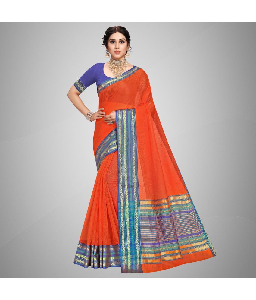     			StyleDeal - Orange Cotton Silk Saree With Blouse Piece ( Pack of 1 )