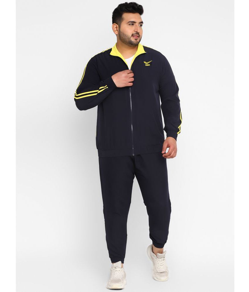     			YUUKI - Navy Polyester Regular Fit Striped Men's Sports Tracksuit ( Pack of 1 )