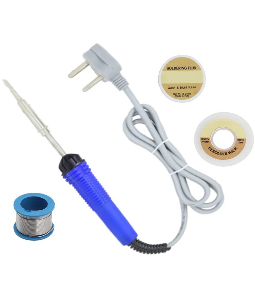     			ALDECO: ( 4 in 1 ) SOLDERING IRON 25 Watt Professional Kit -Blue Iron, Wire, Flux, Wick
