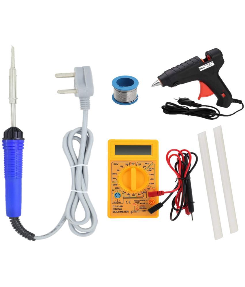     			ALDECO: ( 6 in 1 ) Soldering Iron Kit contains- Blue Iron, Wire, Glue Gun, 2 Glue Stick, Digital Multimeter