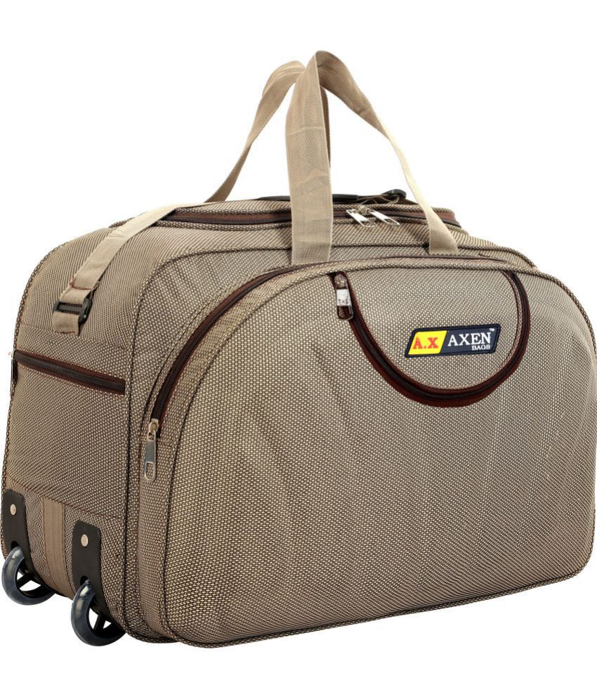     			AXEN BAGS - Brown Polyester Duffle Trolley
