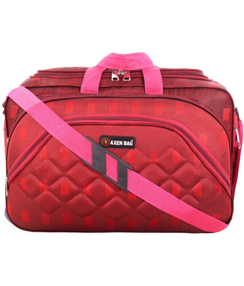     			AXEN BAGS - Red Polyester Duffle Trolley
