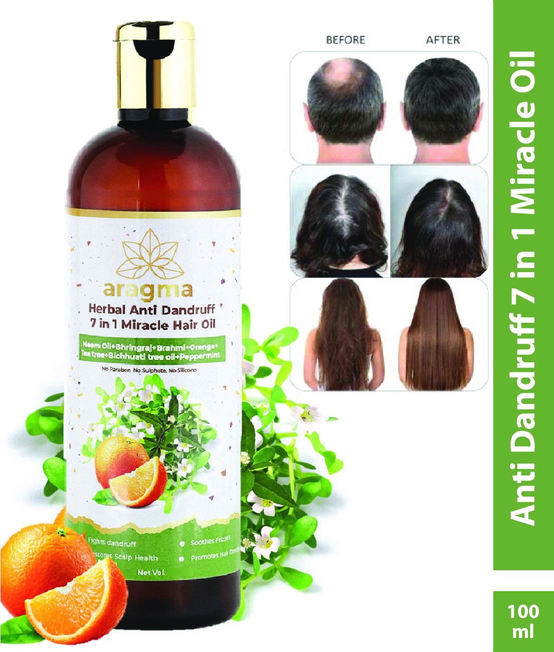 Aragma Herbal Anti Dandruff 7 in 1 Miracle Neem Hair Growth Oil , 100 ml