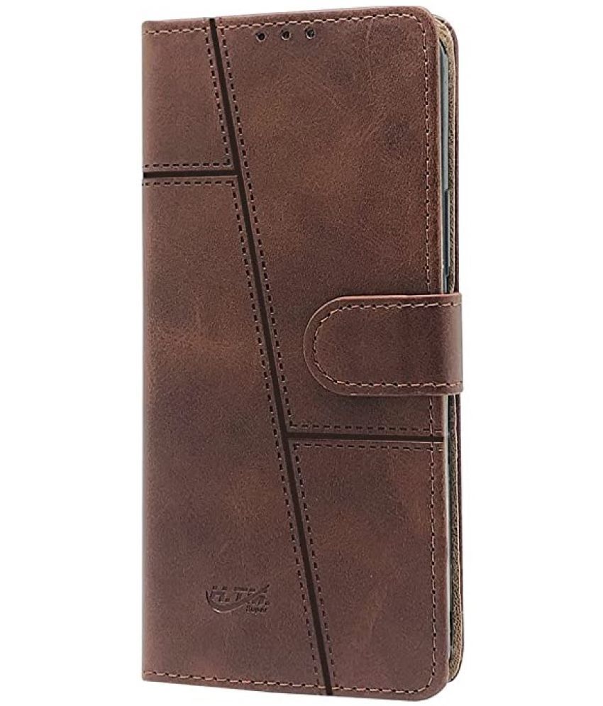     			Kosher Traders - Brown Artificial Leather Flip Cover Compatible For Oppo A16k ( Pack of 1 )