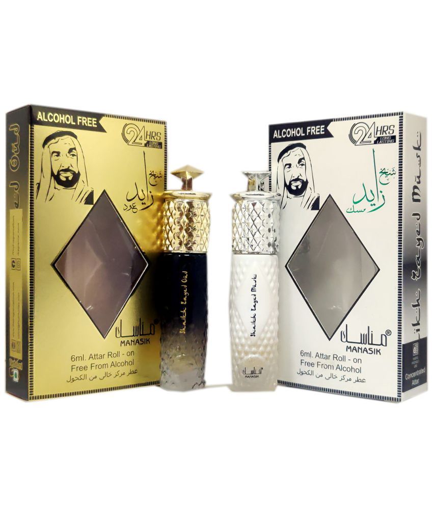     			MANASIK SHAIKH ZAYED OUD &SHAIKH ZAYAD MUSK  Concentrated   Attar Roll On 6ml .  ( COMBO SET )