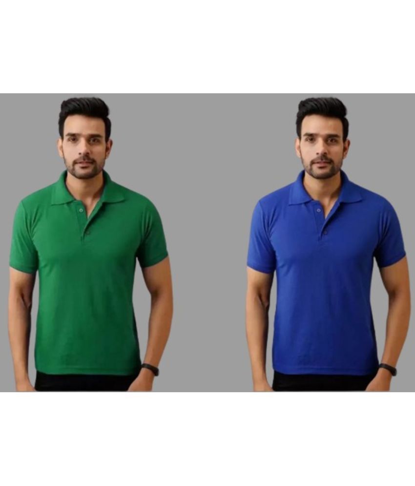     			SKYRISE - Multicolor Cotton Blend Slim Fit Men's Polo T Shirt ( Pack of 2 )