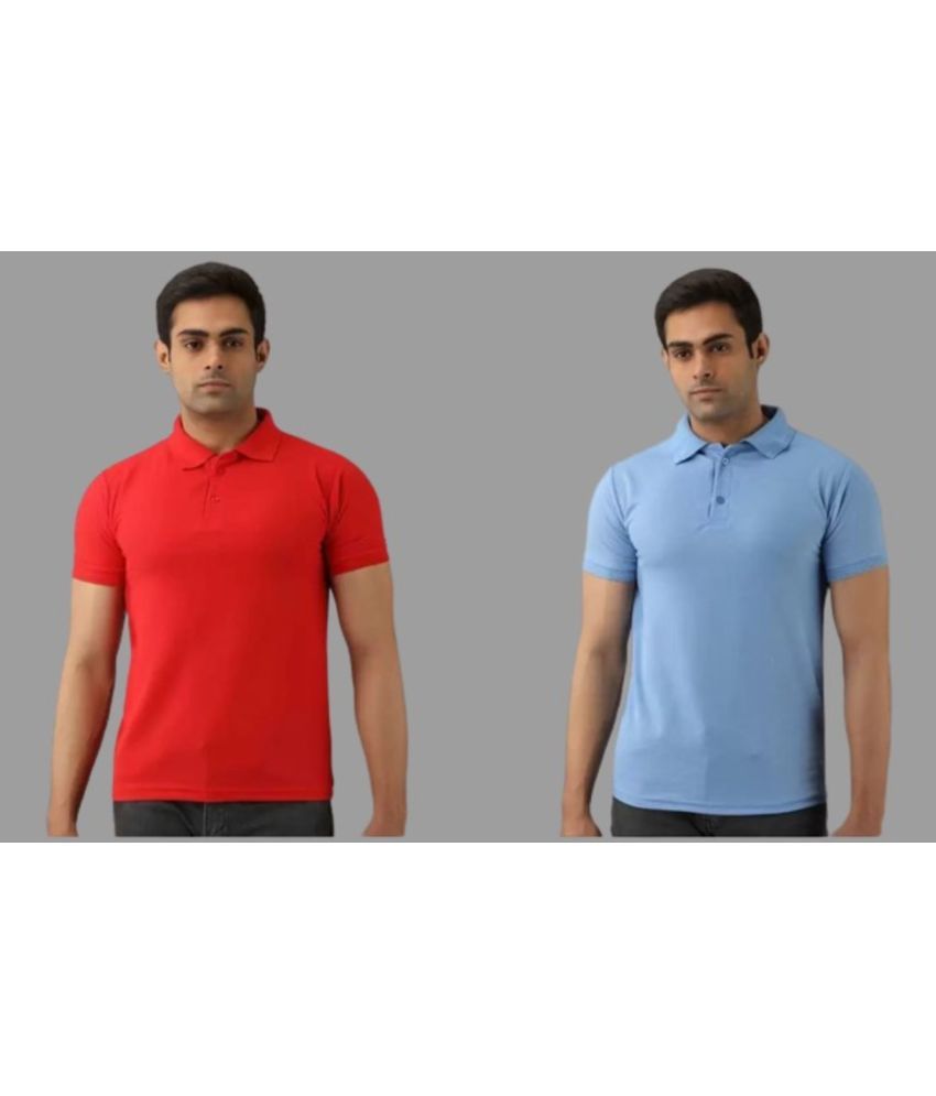     			SKYRISE - Multicolor Cotton Blend Slim Fit Men's Polo T Shirt ( Pack of 2 )