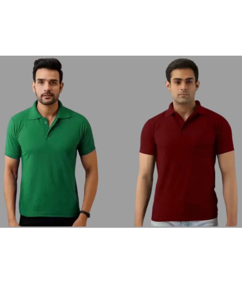     			SKYRISE - Multicolor Cotton Blend Slim Fit Men's Polo T Shirt ( Pack of 2 )