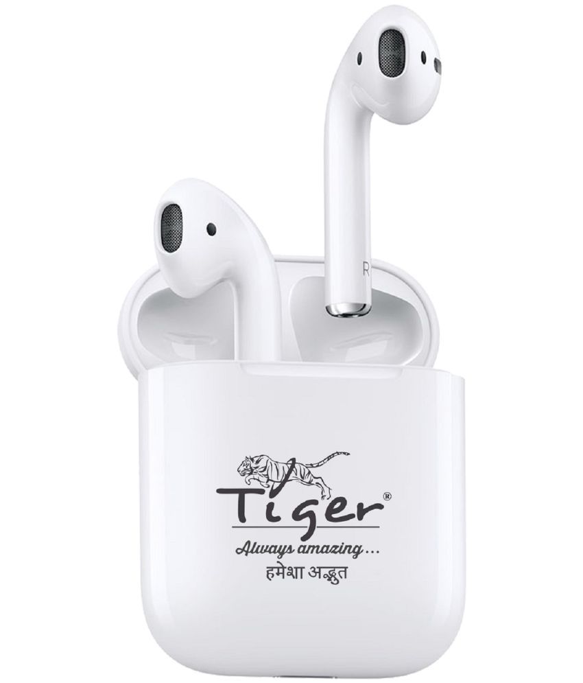 Tiger TWS-Air 1 In Ear True Wireless (TWS) 12 Hours Playback IPX7(Water Resistant) Fast charging,Powerfull bass -Bluetooth White