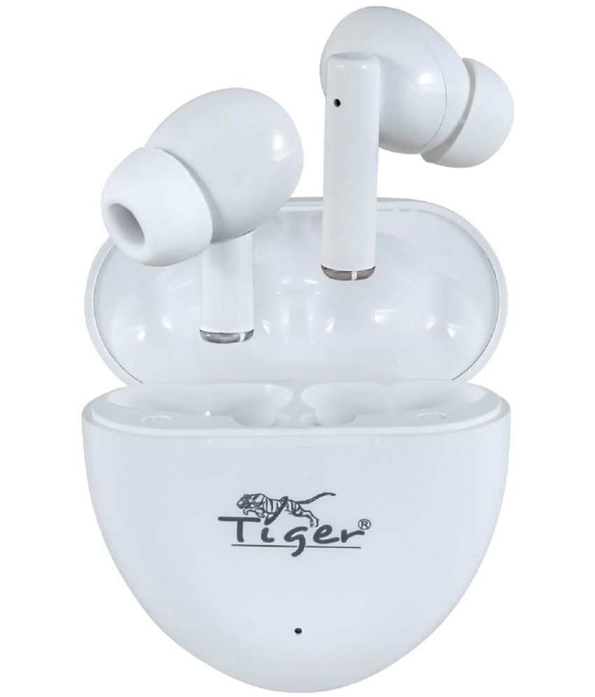 Tiger TWS-Air 4 In Ear True Wireless (TWS) 15 Hours Playback IPX7(Water Resistant) Powerfull bass,Fast charging -Bluetooth White
