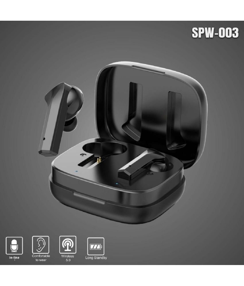 Tiger TWS-SPW 003 In Ear True Wireless (TWS) 50 Hours Playback IPX7(Water Resistant) Powerfull bass,Fast charging -Bluetooth Black