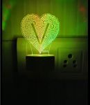 DIONA Night Lamp V Alphabet Heart Night Light Bedroom, Living Room, Kids Room