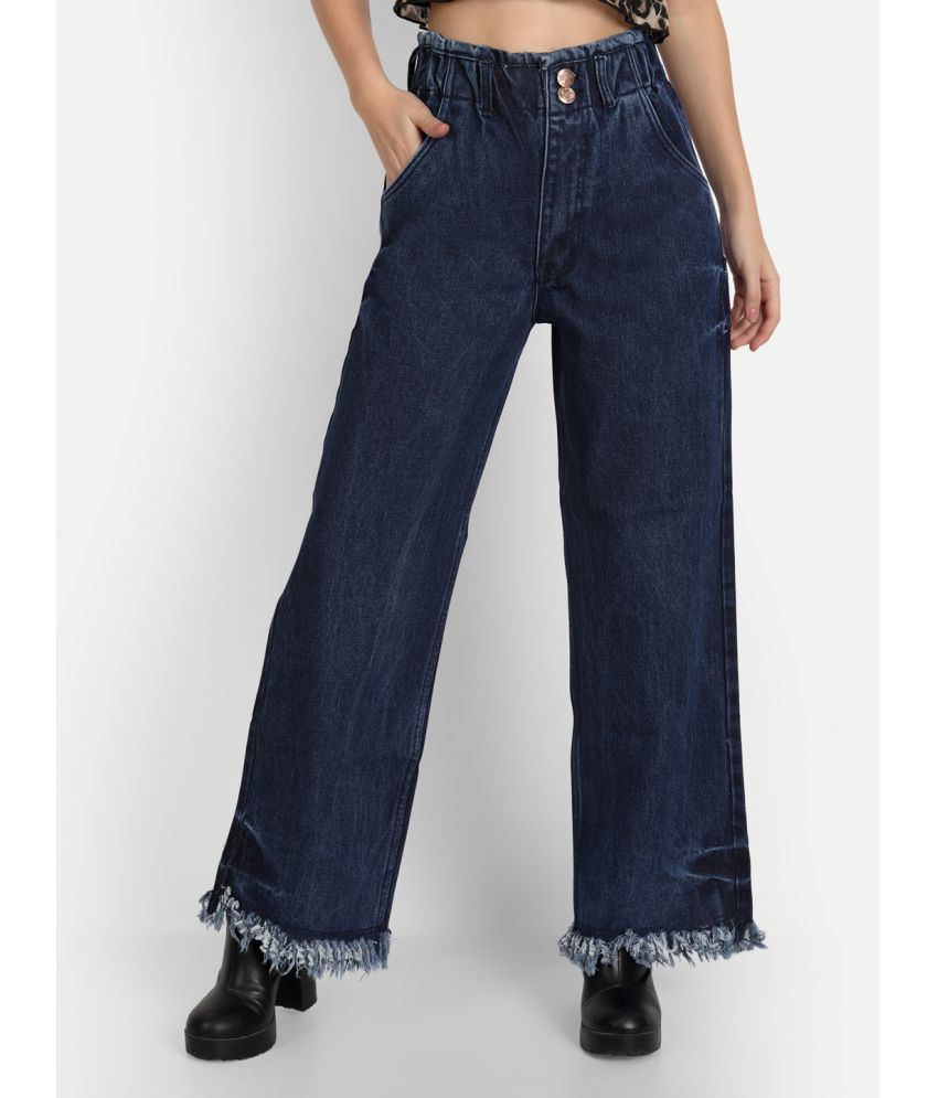     			AngelFab - Navy Blue Denim Wide Leg Women's Jeans ( Pack of 1 )