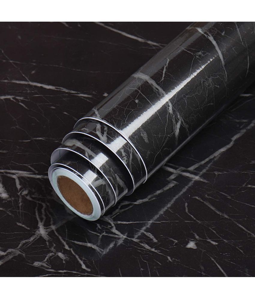     			GEEO Black marble design for kitchen foil wallpaper, Wall Sticker ( 200 x 60 cms )