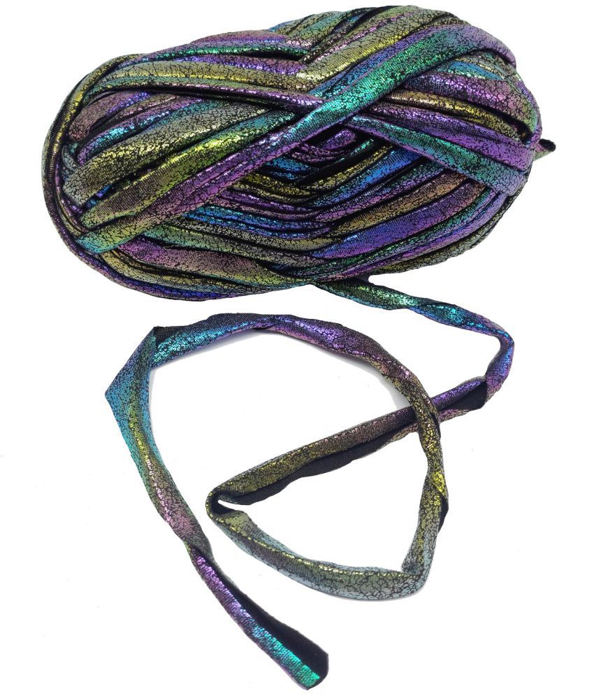     			Metallic Shining Sparkle T-Shirt Knitting Yarn – 100 GMS - for Hand Knit Clutch Bag Backpack Bulky Blanket Cushion Crochet Glossy Yarn