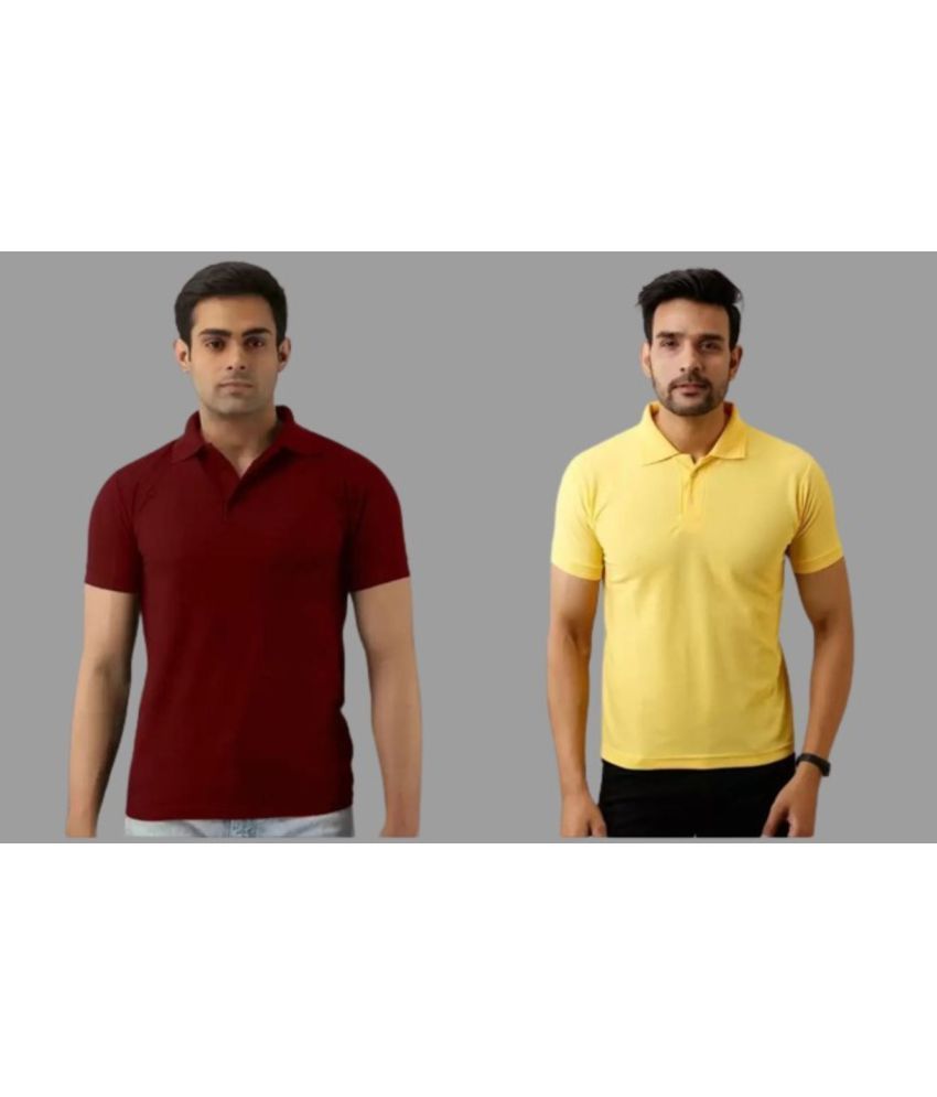     			SKYRISE Pack of 2 Cotton Blend Slim Fit Solid Half Sleeves Men's Polo T Shirt ( Multicolor )