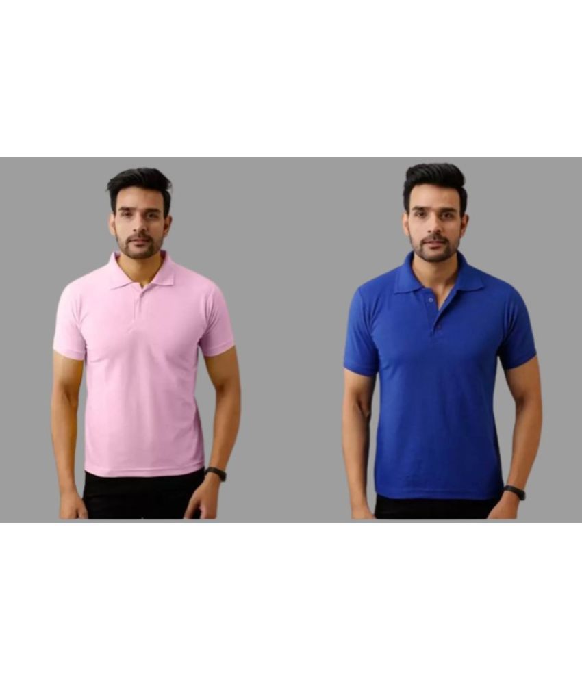     			SKYRISE - Multicolor Cotton Blend Slim Fit Men's Polo T Shirt ( Pack of 2 )