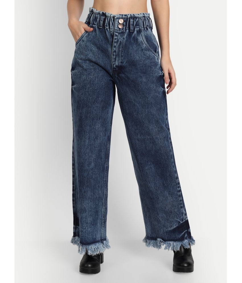 AngelFab - Blue Denim Wide Leg Women's Jeans ( Pack of 1 )