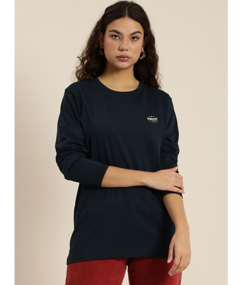     			Difference of Opinion - Navy Blue Cotton Loose Fit Women's T-Shirt ( Pack of 1 )