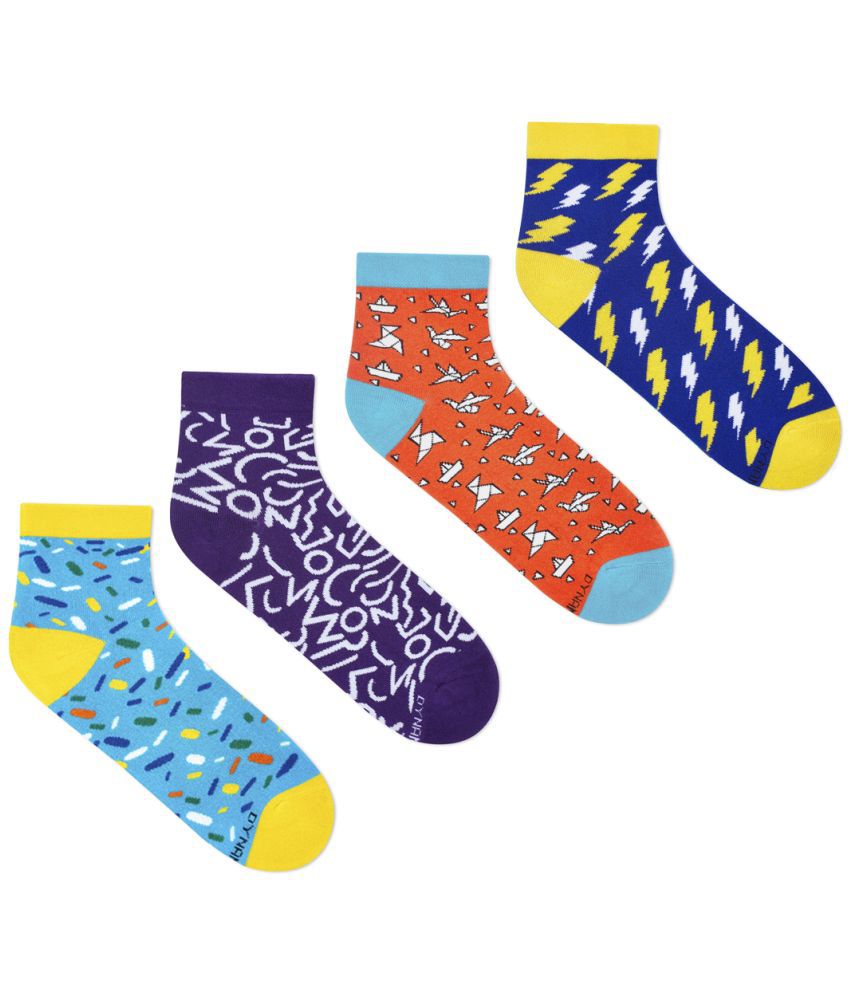     			Dynamocks - Cotton Men's Self Design Multicolor Ankle Length Socks ( Pack of 4 )