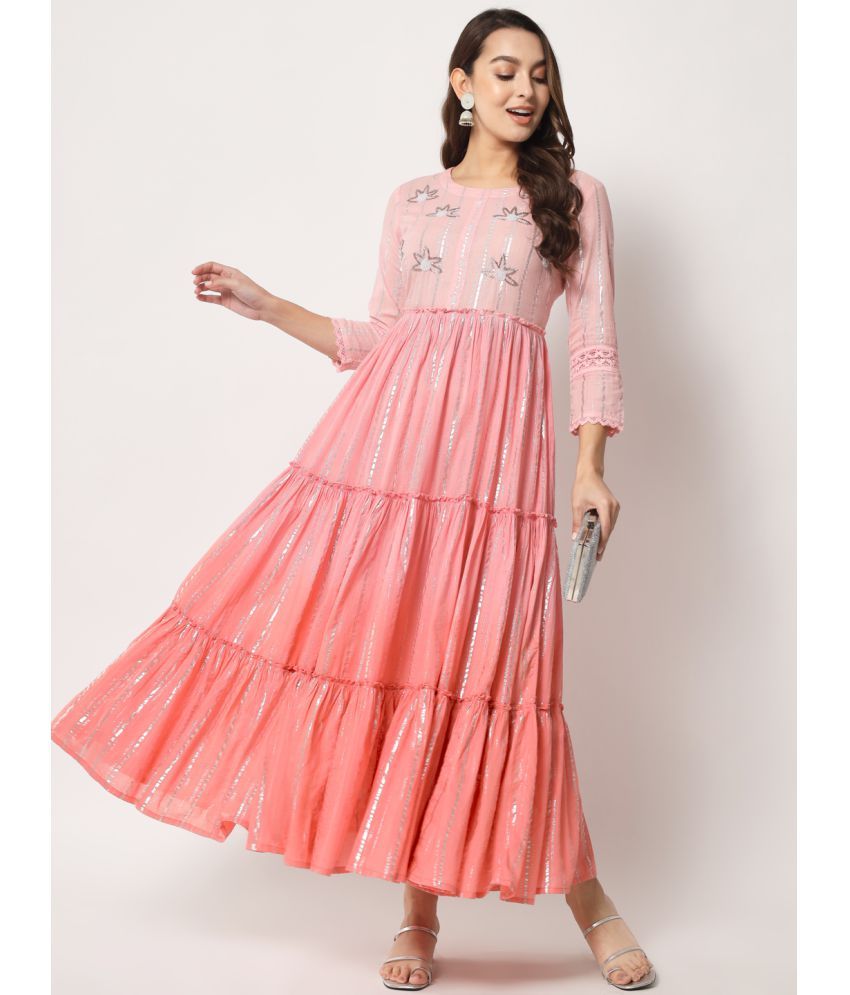     			Kbz - Pink Cotton Women's Anarkali Kurti ( Pack of 1 )