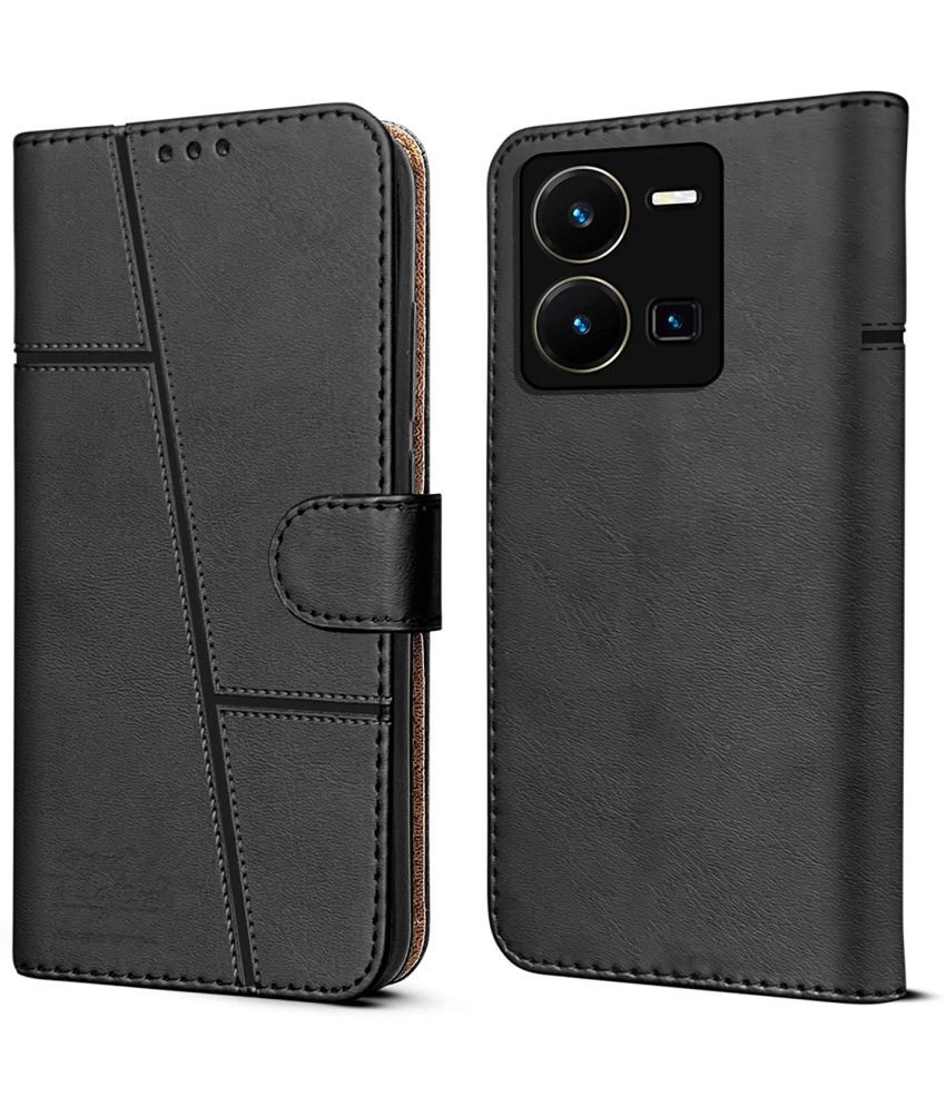     			NBOX - Black Artificial Leather Flip Cover Compatible For Vivo Y35 ( Pack of 1 )