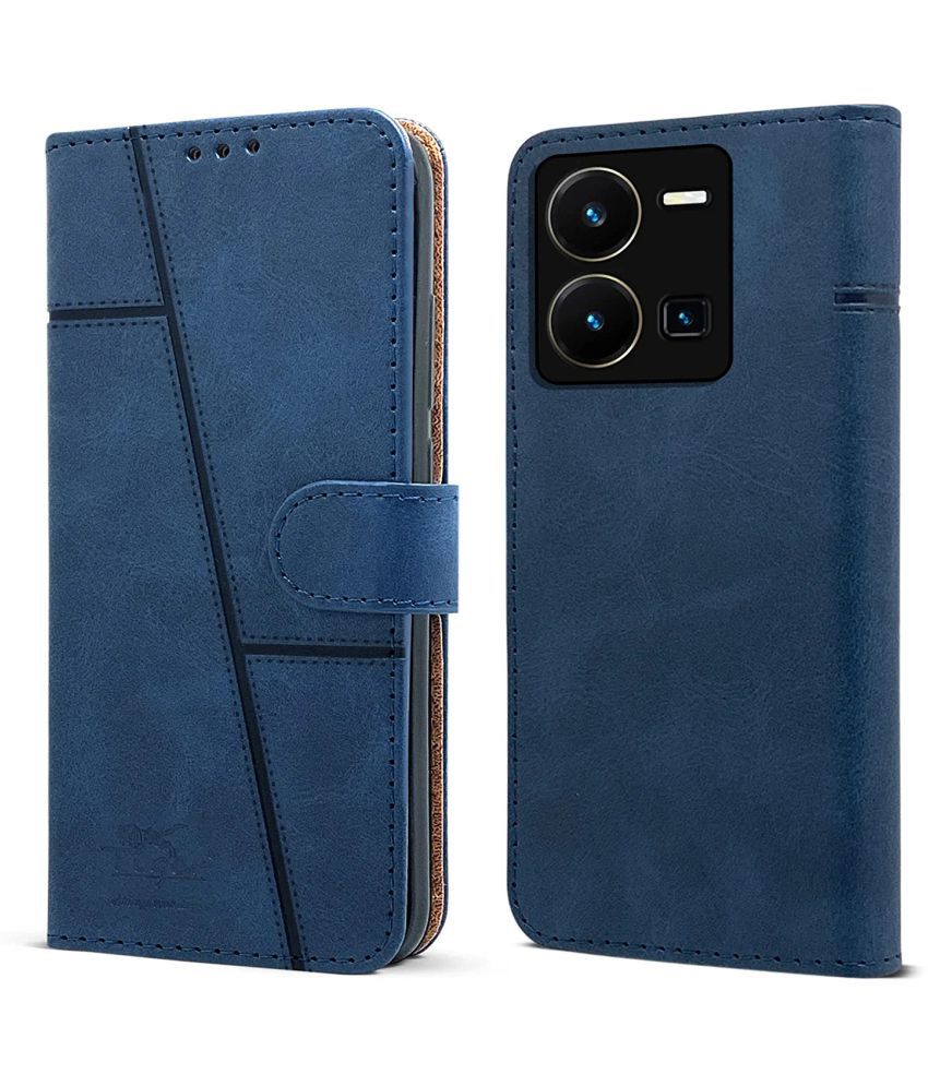     			NBOX - Blue Artificial Leather Flip Cover Compatible For Vivo Y35 ( Pack of 1 )