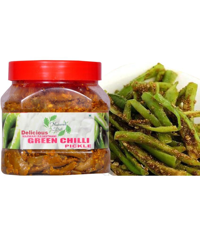     			Natural Diet Delicious Marwari Rajasthani Green Chilli Pickle( Real Taste of Rajasthani Pickle) | Mouth-Watering Pickle 500 g