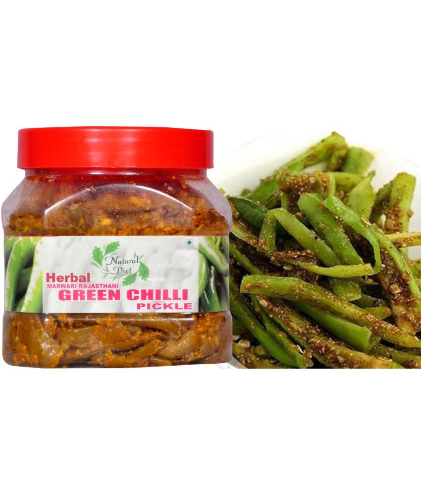     			Natural Diet Herbal Marwari Rajasthani Green Chilli Pickle( Real Taste of Rajasthani Pickle) | Mouth-Watering Pickle 500 g