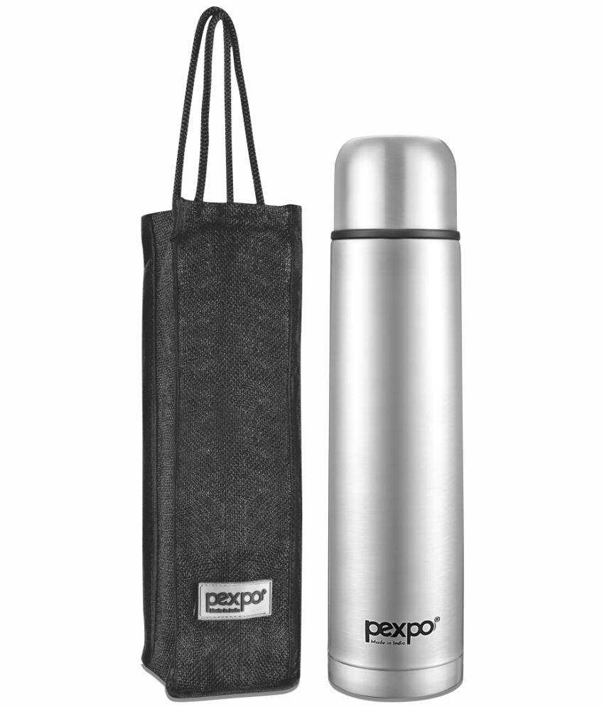     			Pexpo 500ml 24 Hrs Hot and Cold Flask with Jute-bag, Flexo Vacuum insulated Bottle (Pack of 1, Silver)