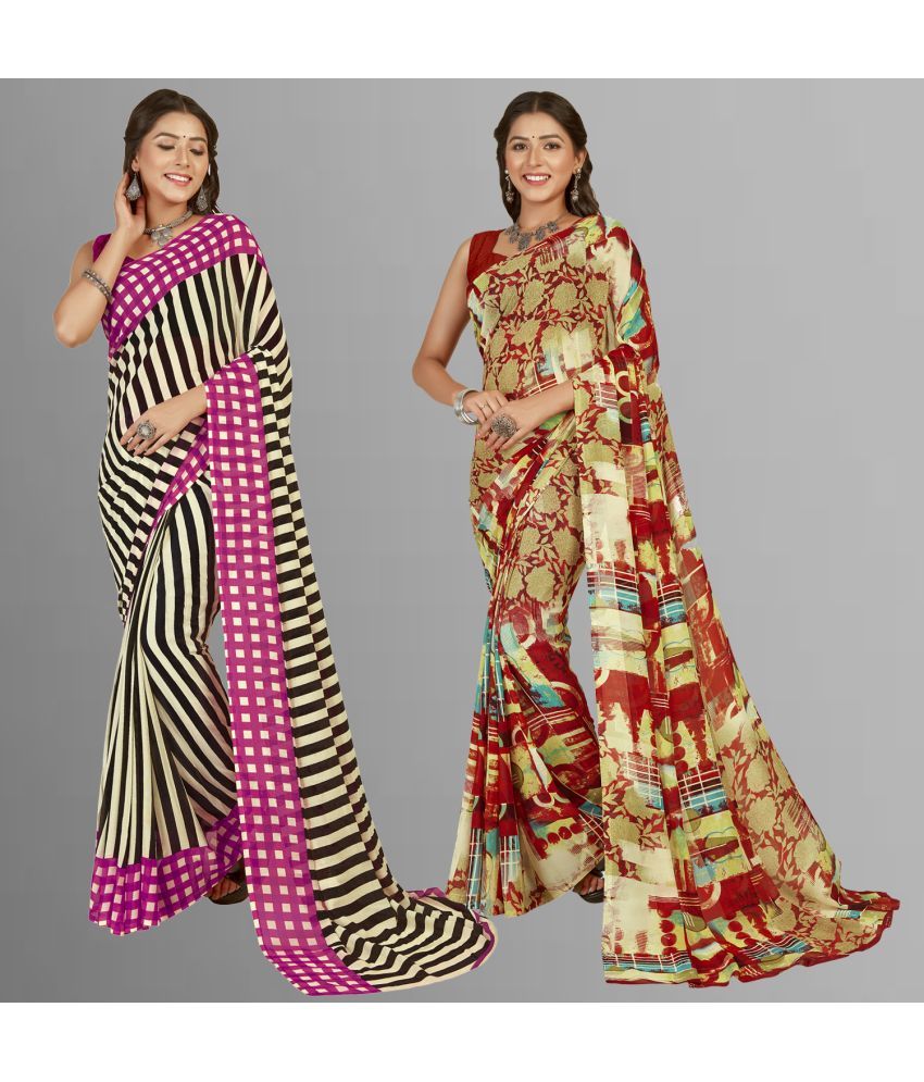     			ANAND SAREES - Multicolour Georgette Saree With Blouse Piece ( Pack of 2 )