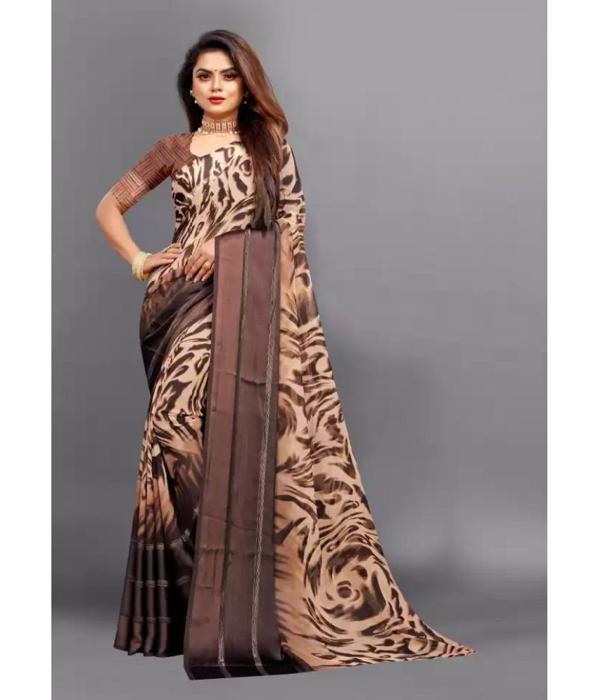    			Sitanjali Lifestyle - Brown Georgette Saree With Blouse Piece ( Pack of 1 )