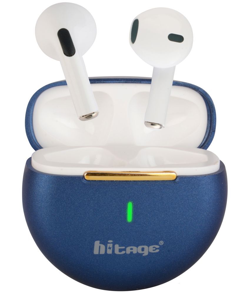 hitage TWS-68 V5.1 Earbuds In Ear True Wireless (TWS) 16 Hours Playback IPX6(Water Resistant) Fast charging -Bluetooth V 5.1 Blue
