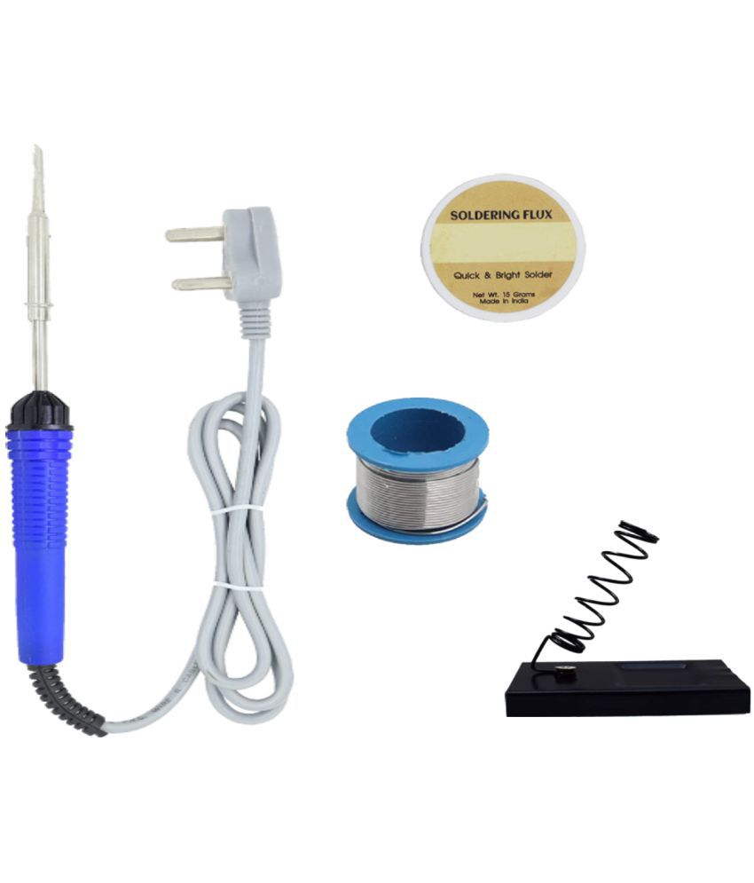     			ALDECO: ( 4 in 1 ) 25 Watt Soldering Iron Kit With-Blue Iron, Wire, Flux, Stand