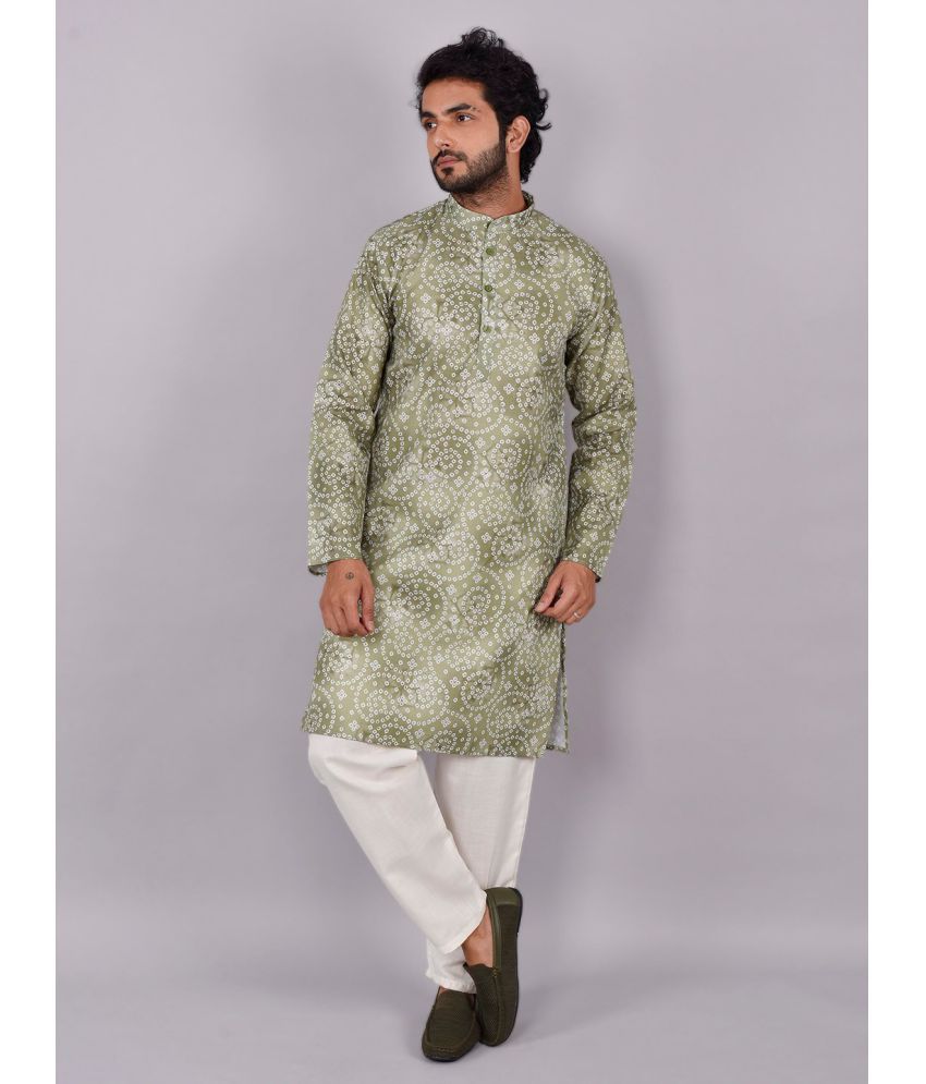     			Mingora - Green Cotton Blend Regular Fit Men's Kurta Pyjama Set ( Pack of 1 )