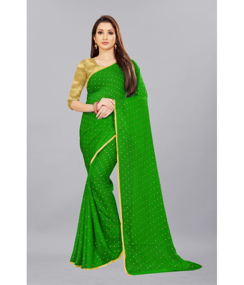     			Rhey - Green Chiffon Saree With Blouse Piece ( Pack of 1 )